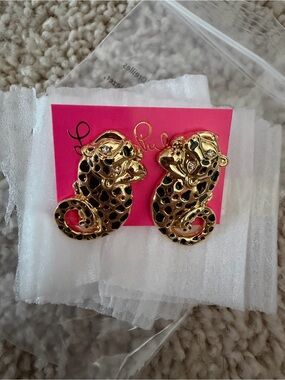 Lilly Pulitzer NWT GWP Gold Metallic cheetah Earrings